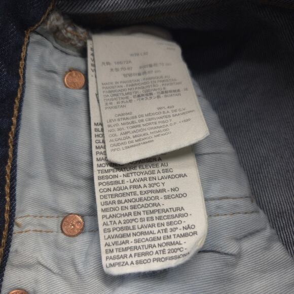 Levis 501 Jeans‎ Mens 28x32 Blue Straight Button Fly Dark Wash Premium Denim - Picture 16 of 16